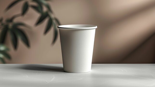 White paper cup on a white table. 3d rendering mock up.jpeg