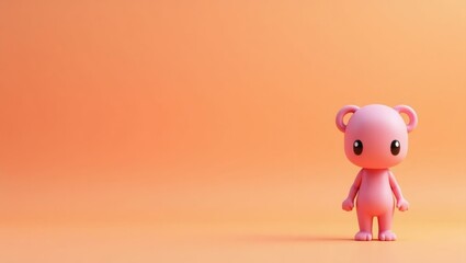 Poster - Pink anime character figurine on left. Soft black background. Copy space for text, 3D render AI Generated Designer Element