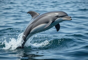 Wall Mural - a dusky dolphin leaps gracefully through ocean waves