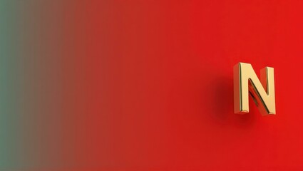 Poster - Teal and gold gavel on right. Soft red background. Copy space for text, 3D render AI Generated Designer Element