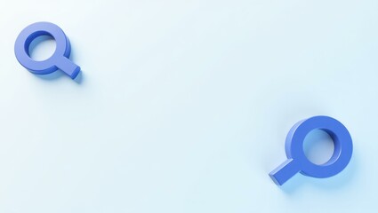 Poster - Rich sapphire blue search icon on left. Soft green background. Copy space for text, 3D render AI Generated Designer Element