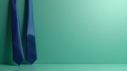 Poster - Camouflage green soldier's helmet on right. Soft blue background. Copy space for text, 3D render AI Generated Designer Element