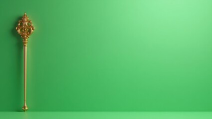 Poster - Camouflage green soldier's helmet on right. Soft blue background. Copy space for text, 3D render AI Generated Designer Element
