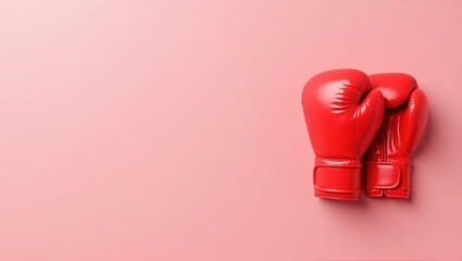 Poster - Coral pink dumbbell on right. Soft green background. Copy space for text, 3D render AI Generated Designer Element