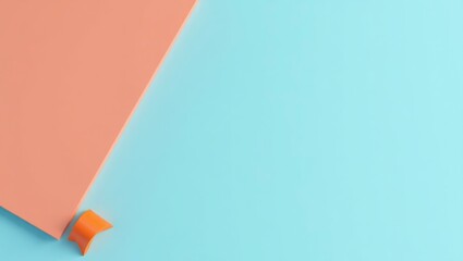Poster - coral orange bookmark on left. soft coral background. copy space for text, 3d render ai generated de