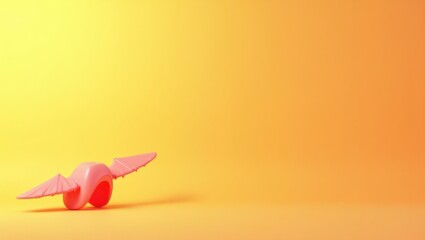 Poster - Salmon pink wingsuit on left. Soft green background. Copy space for text, 3D render AI Generated Designer Element