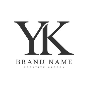 YK trendy logotype template. Initial letter y and k classic font style. Creative logo for company name or identity.