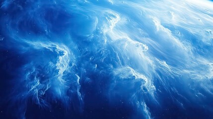 Aufkleber - Abstract cosmic nebula with swirling blue and white clouds.