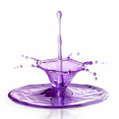 Poster - Purple liquid column splashing and making crown figure on white background