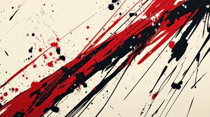 Poster - Abstract Expressionism with Red and Black Paint Splatters on a Light Background