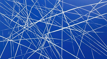 Aufkleber - Abstract blue background with intersecting white lines creating a dynamic, chaotic pattern.