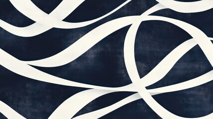 Aufkleber - Abstract navy blue background with white wavy lines.