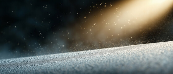 Poster - Dust particles illuminated by light creating a dreamy atmosphere with motion effects in the background