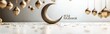 © Imran  - 'Eid Mubarak' banner with golden crescent moon, lanterns, elegant gold lettering.