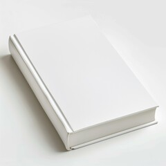 Poster - Closed white hardcover book lying on a white background, perfect for mockups and designs