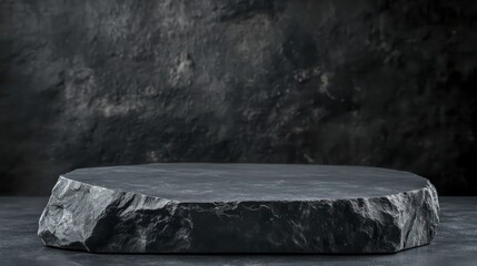 Aufkleber - Dark grey stone podium on dark background.