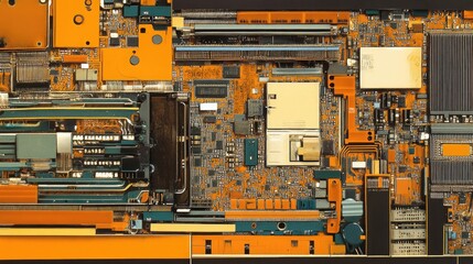 Poster - A close-up of a computer motherboard with intricate circuits and components.