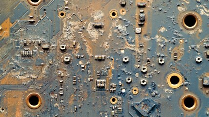 Poster - A close-up of a computer motherboard with intricate circuits and components.