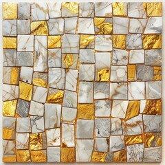 Poster - Luxurious mosaic wall tiles made of marble and gold, adding a touch of elegance and sophistication
