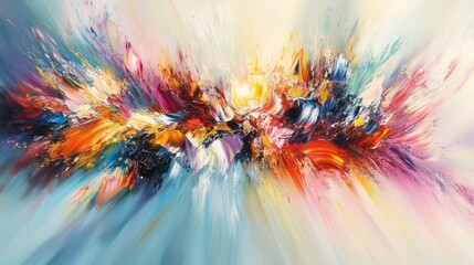 Poster - Abstract Expressionism Colorful Explosion of Light and Color with Dynamic Brushstrokes