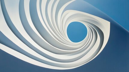 Leinwandbilder - Abstract swirling white and blue tunnel.