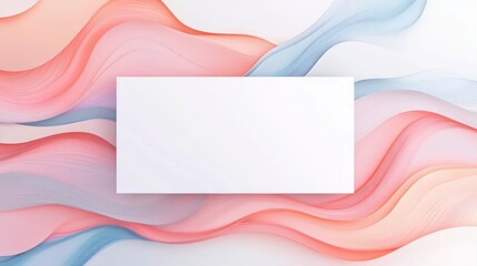 Poster - Blank card mockup on pastel abstract wave background.