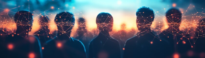Aufkleber - composite image of individuals from different backgrounds connected by digital network, representing management strategy and global HR
