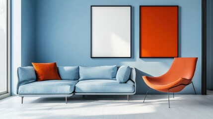 Wall Mural - A cozy bedroom and living room furniture setup with sofas, beds, and pillows