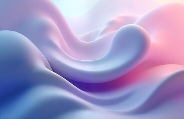 Aufkleber - Abstract design with flowing shapes. Soft gradient of light purple, blue colors. 3D rendered abstract background. Smooth glossy surface with curved lines. Minimalist style. Liquid effect. Ideal for