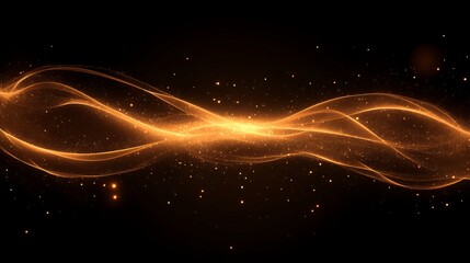Poster - Vibrant golden wave of light creates a mesmerizing pattern against a dark background during a captivating visual display