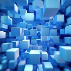 Poster - Dynamic 3d cube animation virtual space digital art abstract environment aerial perspective modern concept