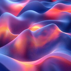 Poster - Dynamic abstract wave patterns digital art vibrant colors virtual environment aerial view contemporary design