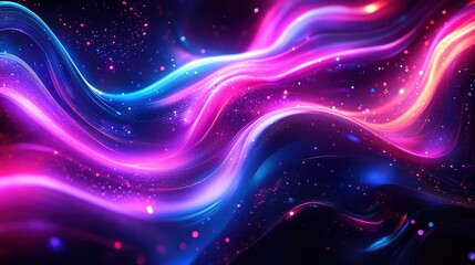 Poster - Vibrant light waves creating abstract digital art studio graphic design contemporary close-up colorful fantasy