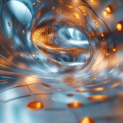 Poster - Dynamic abstract tunnel exploration digital realm visual art futuristic environment inside view innovative design concept