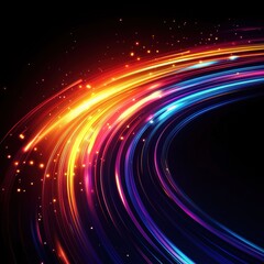Poster - Dynamic light trails digital art abstract dark background vibrant colors conceptual visualization
