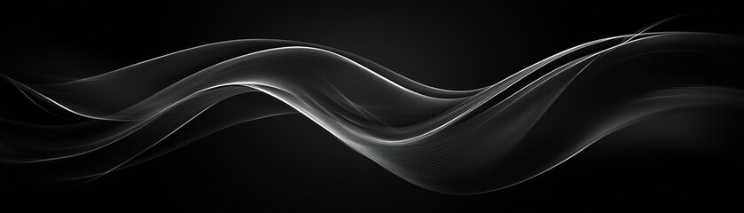 Poster - Flowing abstract waves digital art monochrome background artistic environment contemporary viewpoint visual serenity