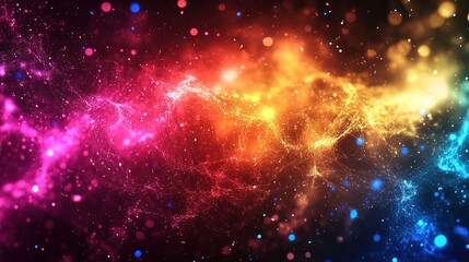Poster - Dynamic cosmic energy waves abstract digital art colorful background cosmic environment vibrant viewpoint modern concept