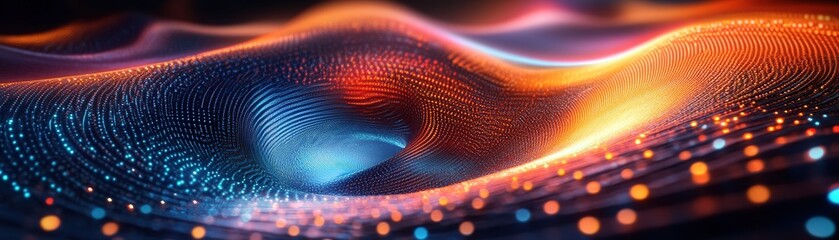 Poster - Dynamic light waves abstract art digital artwork vibrant colors close-up view visual concept for digital design