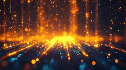 Poster - Dynamic light patterns abstract setting digital art futuristic environment wide-angle view visual effects