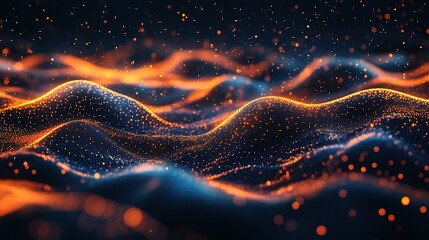 Poster - Dynamic waves of light and color abstract environment digital art vibrant energy close-up view visual concept exploration