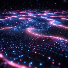 Poster - Dynamic digital wave patterns abstract space visual art futuristic environment vibrant colors conceptual design