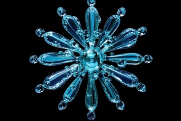 Poster - Abstract Blue Crystal Snowflake Design