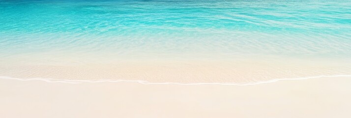 Poster - Soft waves gently lapping the shore of a pristine white sand beach create a serene and idyllic tropical paradise, perfect for a relaxing summer getaway