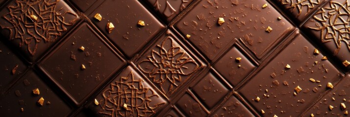 Poster - Chocolate bar filled with pistachio and decorated with arabesque patterns and gold accents for an authentic touch. Generative AI