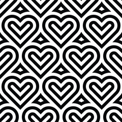 Wall Mural - Vector geometric pattern. Seamless linear pattern with hearts.