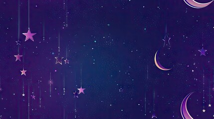 Wall Mural - falling stars, crescent moons, night sky, cosmic background; ideal for dreamy designs