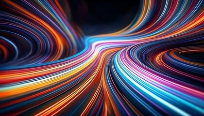 Poster - A vibrant, swirling pattern of colorful light trails against a dark background, creating a dynamic and energetic visual effect.