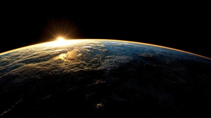 Wall Mural - Sunrise Earth Space Orbit View