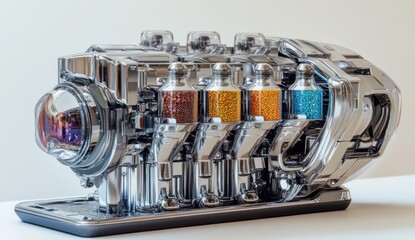 Wall Mural - Futuristic Machine with Colored Capsules