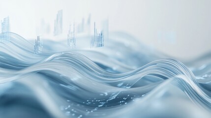 Wall Mural - Abstract Digital Landscape with Wavy Lines